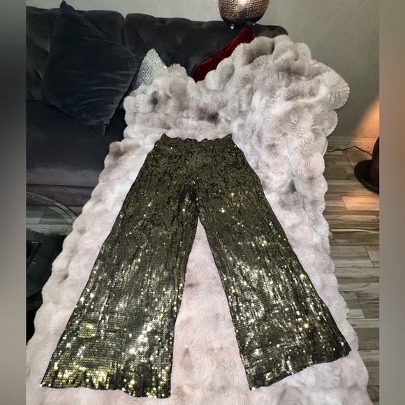 ALICE & OLIVIA Racquel Sequin Trousers, Large - Picture 6 of 13
